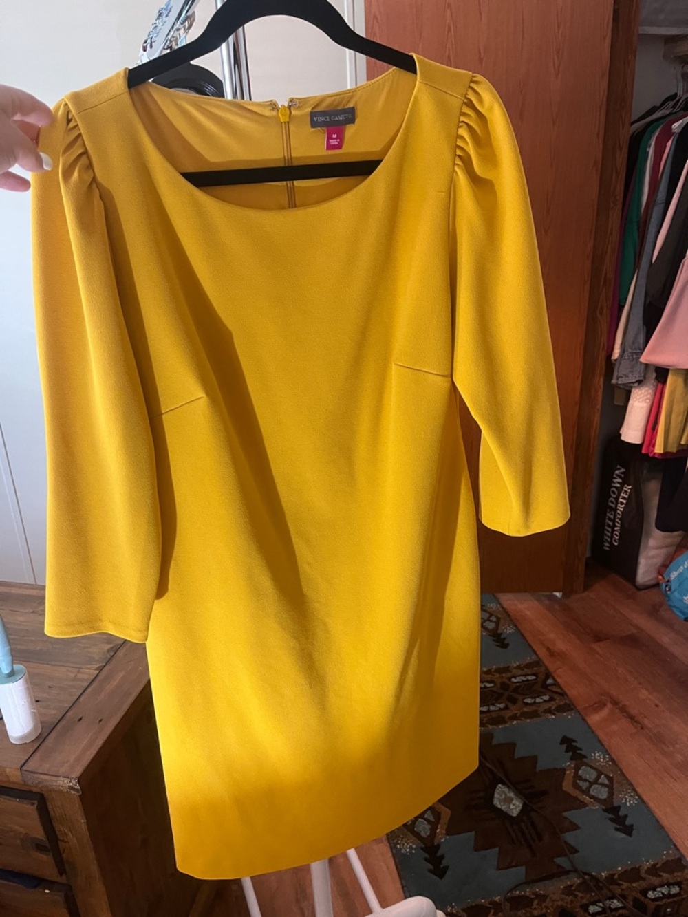 Vince Camuto Bright Yellow Midi Shift Dress